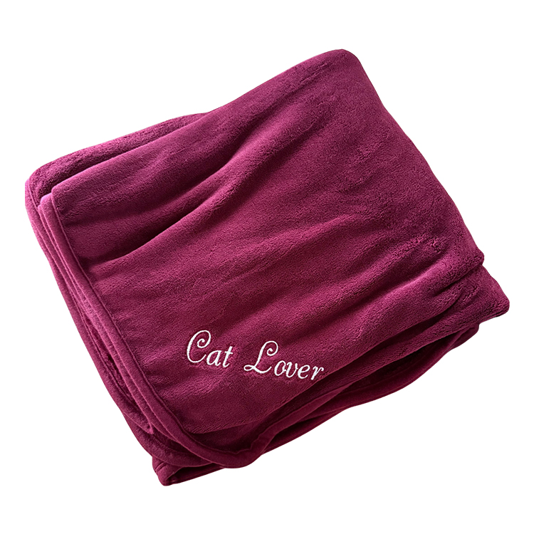 Embroidered "Cat Lover" Fleece Throw Blanket - Image 3