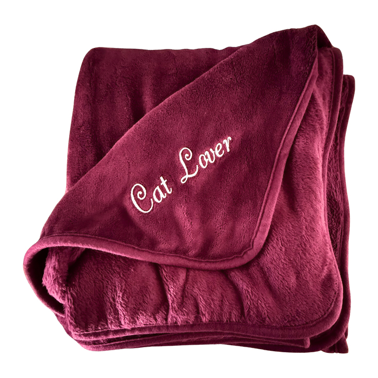 Embroidered "Cat Lover" Fleece Throw Blanket
